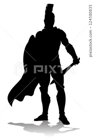 Spartan Silhouette Gladiator Trojan Greek Warrior 124580835