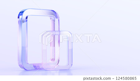 Abstract 3d blue background wallpaper with glass holographic transparent frames. Rectangle shapes crystal borders with light purple pink gradient. Render digital graphic tech banner. 3D illustration Abstract 3d blue background wallpaper with glass holographic transparent frames. Rectangle shapes crystal borders with light purple pink gradient. Render digital graphic tech banner. 3D illustration 124580865