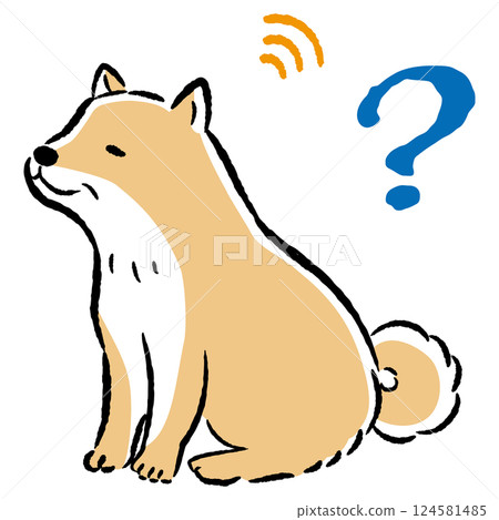 Illustration of a deaf senior dog (hearing impaired) 124581485