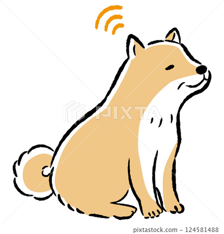 一隻失聰的老年犬（聽力受損）的插圖 124581488