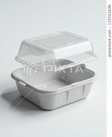 Minimalist design for sustainable food packaging with transparent lid for eco-friendly lifestyle and modern kitchens 124581686