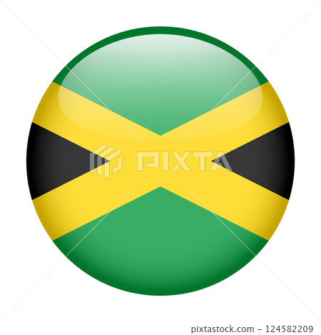 flag of Jamaica, button round glossy icon flag of Jamaica, button round glossy icon 124582209