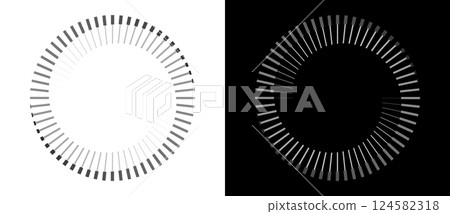Spiral with lines as dynamic abstract vector background or logo or icon. Yin and Yang symbol. Black spiral on white background and white spiral on black background. 124582318