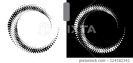 Abstract background with rectangles in spiral. Art design spiral as logo or icon. A black figure on a white background and an equally white figure on the black side. Abstract background with rectangles in spiral. Art design spiral as logo or icon. A black figure on a white background and an equally white figure on the black side. 124582341