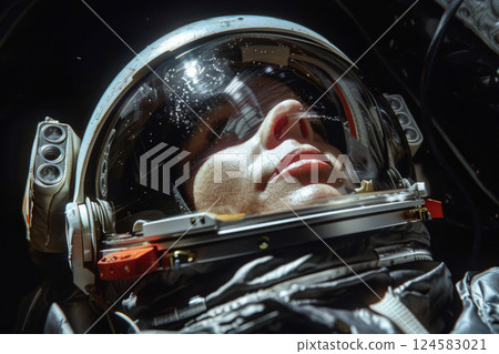 Astronaut in space suit floating in space 124583021