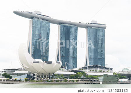 Marina Bay Sands under cloudy skies 124583185