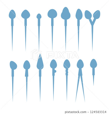 Sperm pathologies showing different shapes of sperm cells 124583314