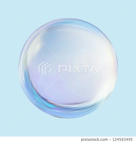 Realistic glossy glass ball.Abstract 3D light bubble with glare.Geometric abstract shape. 124583495