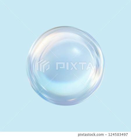 Realistic glossy glass ball.Abstract 3D light bubble with glare.Geometric abstract shape. Realistic glossy glass ball.Abstract 3D light bubble with glare.Geometric abstract shape. 124583497