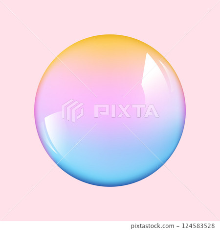 Realistic glossy glass ball.Abstract 3D light bubble with glare.Geometric abstract shape. 124583528