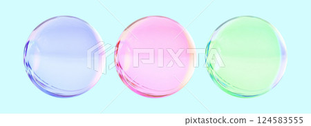 Realistic glossy glass ball.Abstract 3D light bubble with glare.Geometric abstract shape. 124583555