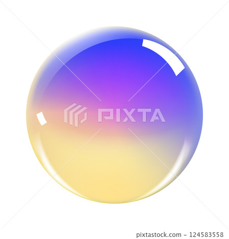Realistic glossy glass ball.Abstract 3D light bubble with glare.Geometric abstract shape. Realistic glossy glass ball.Abstract 3D light bubble with glare.Geometric abstract shape. 124583558