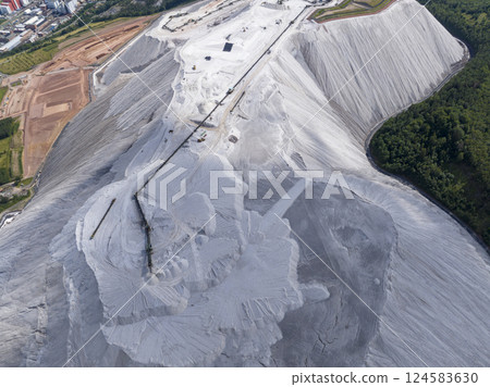 White Slagheap, Waste Heap in Germany - Monte Kali - Salt Mountain in Heringen, Germany. 124583630