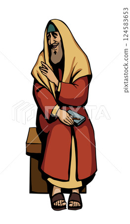 Vector drawing. Old jewish man Vector drawing. Old jewish man 124583653
