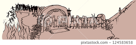 Two different ways. Vector drawing scene Two different ways. Vector drawing scene 124583658
