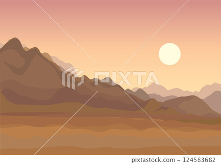 Vector drawing. Old village in the desert Vector drawing. Old village in the desert 124583682