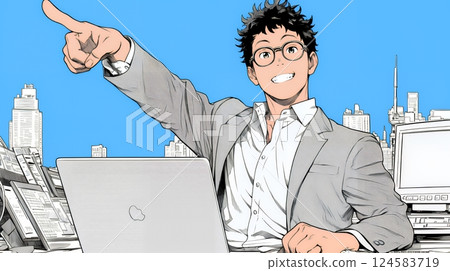 舉起食指做出決定的商務人士 124583719