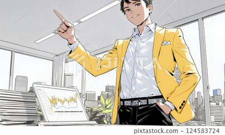 舉起食指做出決定的商務人士 舉起食指做出決定的商務人士 124583724