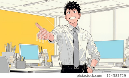 舉起食指做出決定的商務人士 124583729