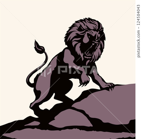Vector drawing. An angry lion 124584043