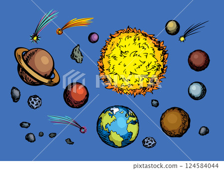 Vector drawing. Plan of solar system Vector drawing. Plan of solar system 124584044