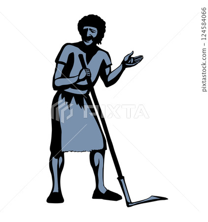 Vector drawing. A man with an old scythe Vector drawing. A man with an old scythe 124584066