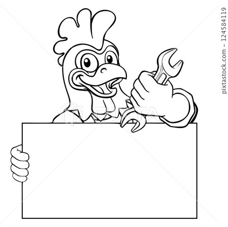 Chicken Mechanic Plumber Spanner Wrench Handyman 124584119