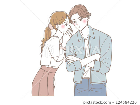 男人和女人進行秘密談話的插圖 124584226