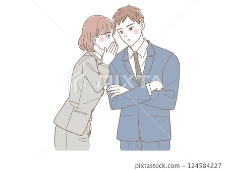 男女商人進行秘密談話 124584227