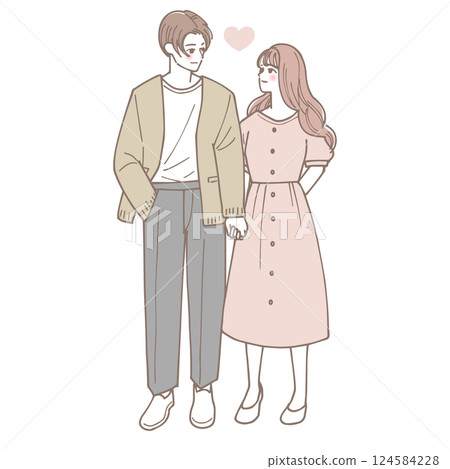 Illustration of a couple holding hands 124584228