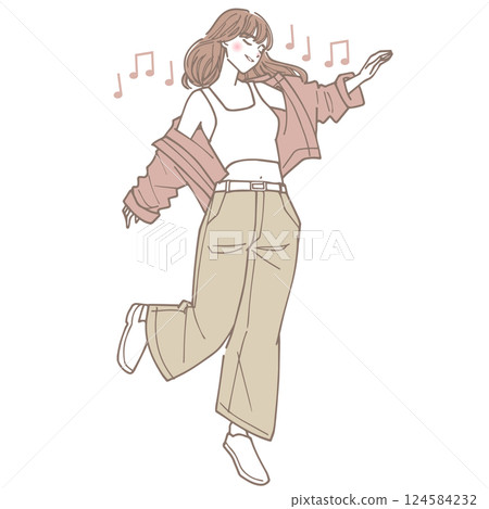 一位女士跳舞的插圖 一位女士跳舞的插圖 124584232