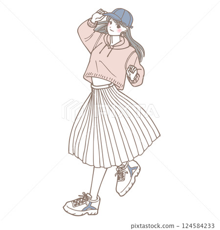 Illustration of a stylish woman dancing 124584233