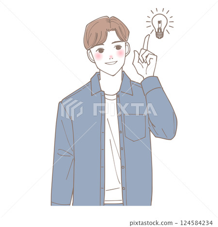 Illustration of a man who came up with something 124584234