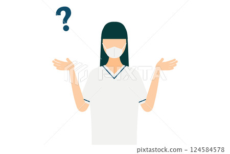 A simple illustration of a long-haired female nurse having a question A simple illustration of a long-haired female nurse having a question 124584578