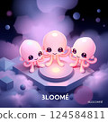 Cute Creature Trio on Platform - Bloome' Brand Illustration 124584811