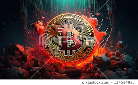 Glowing Bitcoin coin with futuristic tech elements. AI-generated item Glowing Bitcoin coin with futuristic tech elements. AI-generated item 124584983