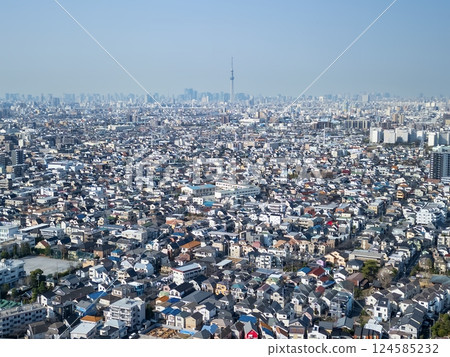 Aerial view of Tokyo Skytree and cityscape 124585232