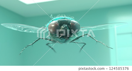 Housefly macro shot. AI-generated item 124585376