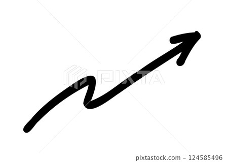 Hand-drawn, squiggly arrow rising to the right - Vector - Black Hand-drawn, squiggly arrow rising to the right - Vector - Black 124585496