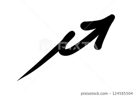 A hand-drawn arrow with jagged edges pointing upwards. Vector. Black 124585504