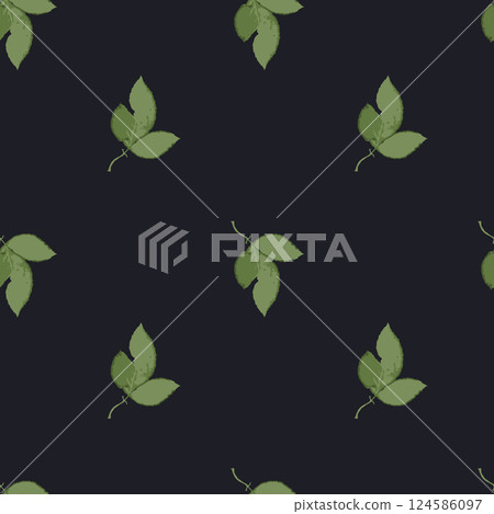 Seamless pattern with dry herbarium leaves on black background. Cottagecore foliage wallpaper. Boho botanical texture. Seamless pattern with dry herbarium leaves on black background. Cottagecore foliage wallpaper. Boho botanical texture. 124586097