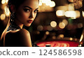 Elegant young woman in glamorous outfit sitting at casino. AI-generated item 124586598