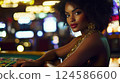 Elegant young woman sitting at casino table. AI-generated item 124586600