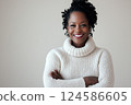 Confident african american woman smiling to camera. AI-generated item 124586605
