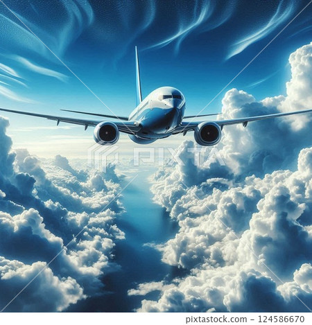 一架巨型噴射機在天空中飛行 124586670