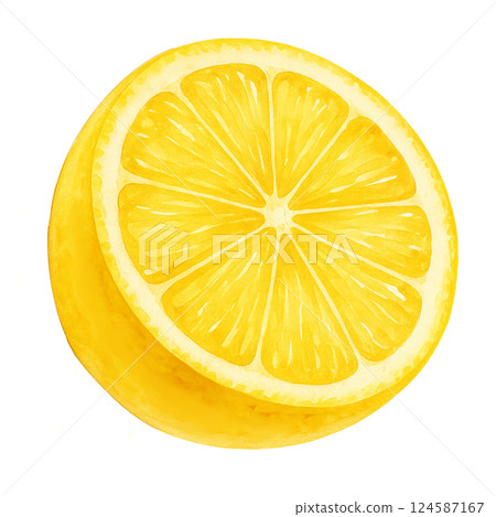 Watercolor illustration of a very juicy lemon in cross section Watercolor illustration of a very juicy lemon in cross section 124587167