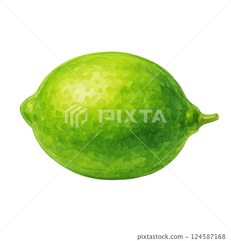 Watercolor style illustration of a green lemon with a refreshing scent 124587168