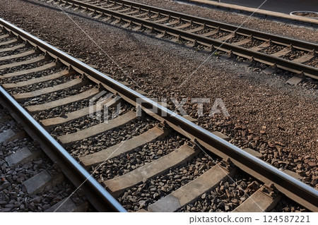 Railway Tracks Close Up 124587221