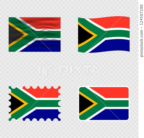 South Africa national flag in four different styles. South Africa national flag in four different styles. 124587280