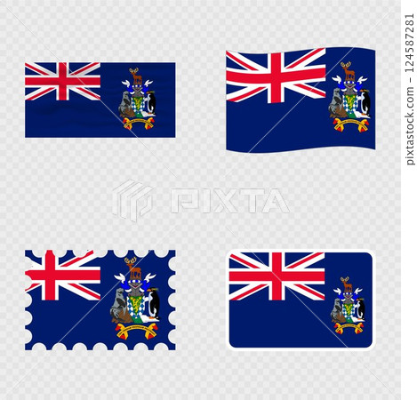 South Georgia and the South Sandwich Islands national flag in four different styles. South Georgia and the South Sandwich Islands national flag in four different styles. 124587281